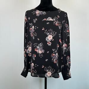 NWT Loft Black Floral, Keyhold Back, Sz Med Petite
